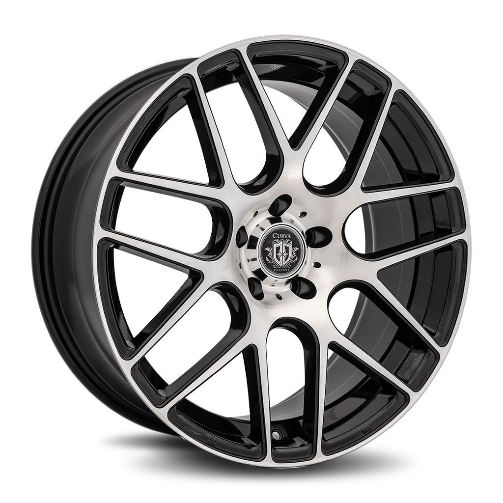 C7 20x8.5 5x114.3 38 73.1 Gloss Black Machine Face
