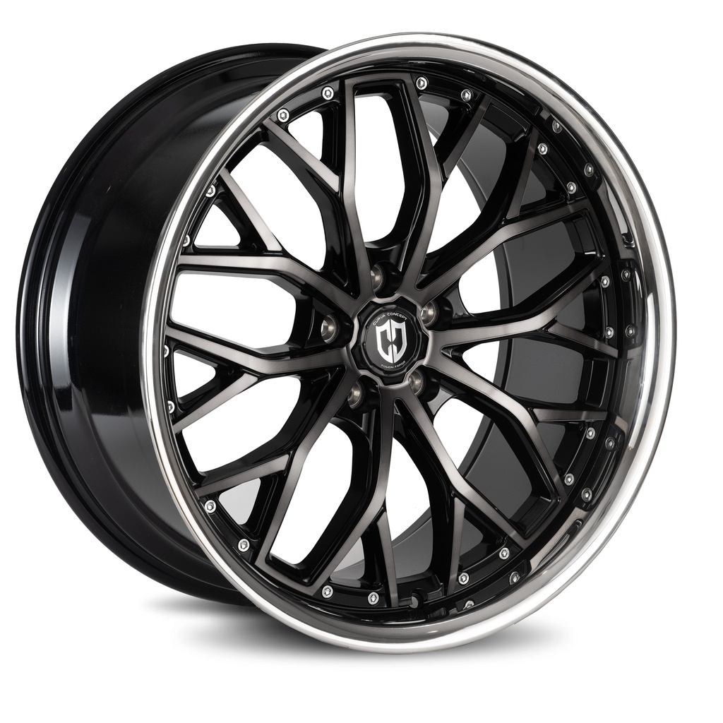 CFF76 20x9 5x114.3 35 73.1 Gloss Black Machined Face Dark Tint Stainless Lip
