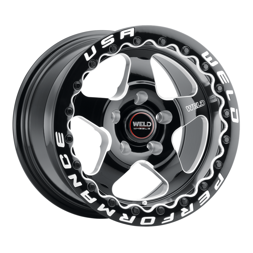 18x10 Ventura Bead Lock 5x120 ET45 BS7.25 Gloss BLK MIL DIA 78.1