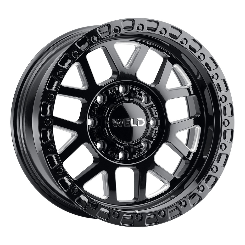 20x10 Cinch 8x170  ET-18 BS 4.75 Gloss Black Milled / Gloss BLK Ring 125.1
