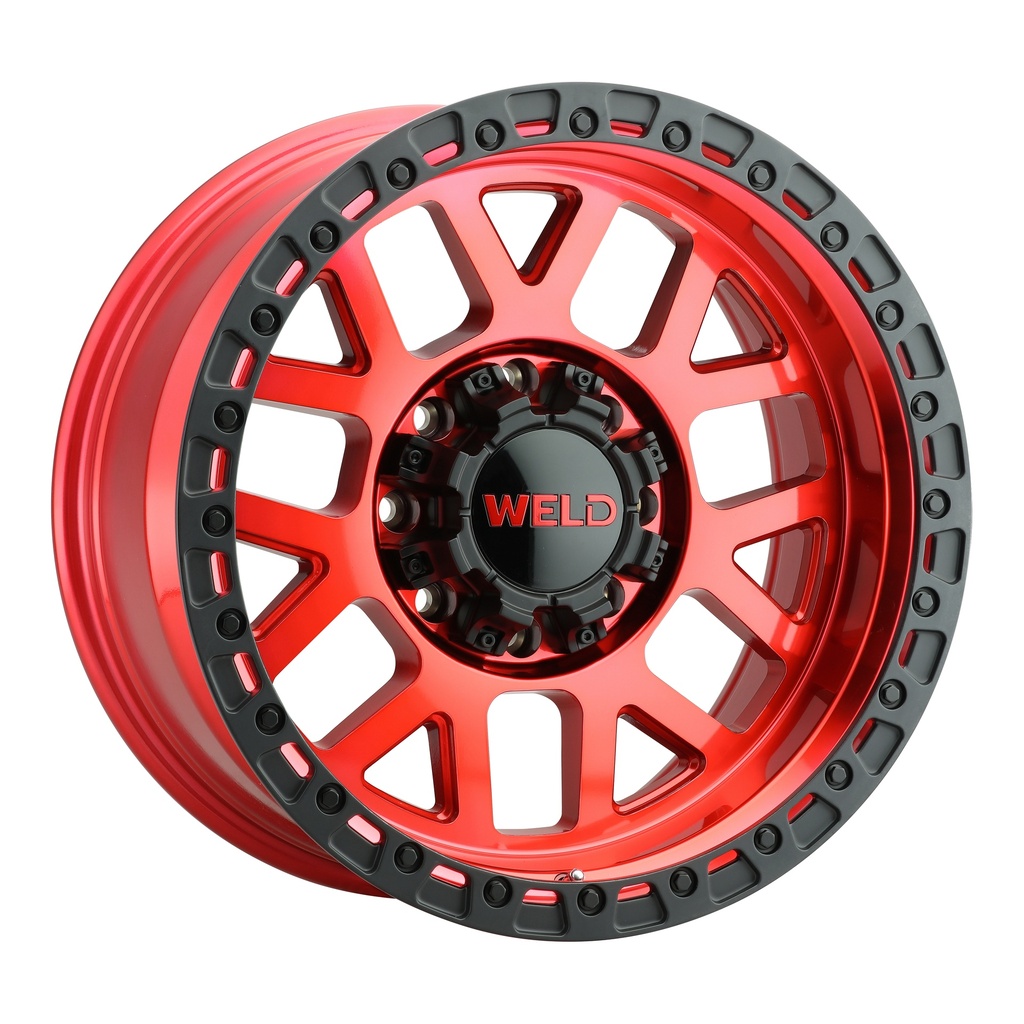 20x10 Cinch 8x180  ET-18 BS 4.75 Candy RED / Satin BLK Ring 124.3
