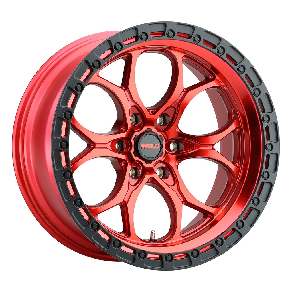 17x9 Ledge 6 6x139.7  ET00 BS 5.00 Candy RED / Satin BLK Ring 106.1