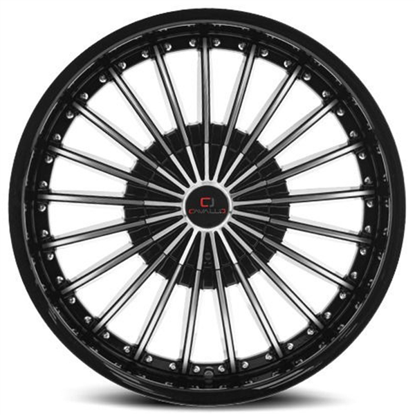 CAVALLO CLV-32 GLOSS BLACK & MACHINED 22X9.5 6X135/6X139.7 +25 108 *NC*