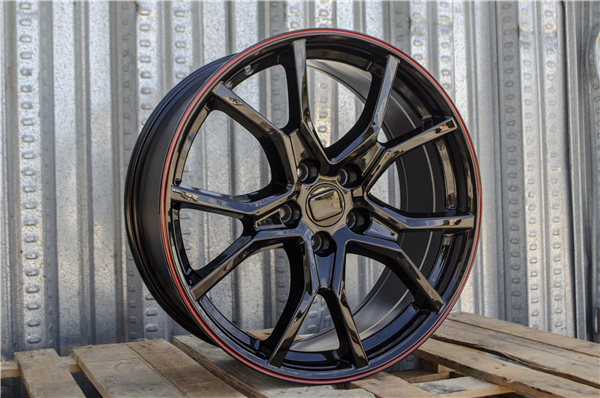 HD-3 GLOSS BLACK/RED TIP 18X8.0 5X4.5 +35 +64.1 *AW*