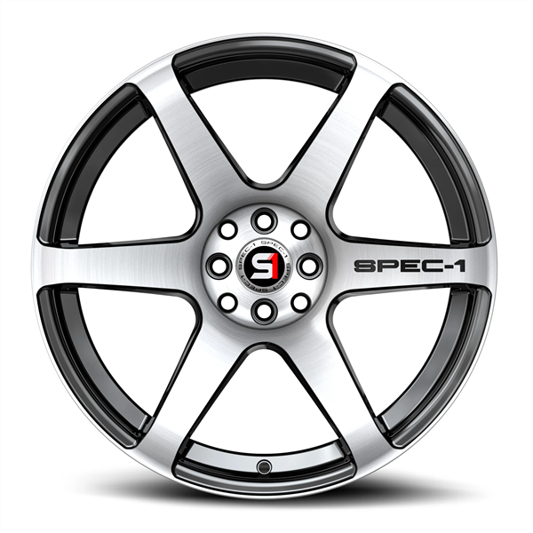 SPEC-1 RACING SPT-32 GLOSS BLACK & MACHINED 17X8.0 5X100/5X114.3 +42 +73.1 *NC*