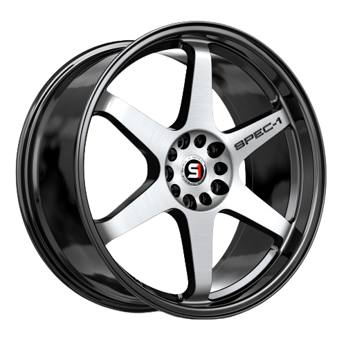 SPEC-1 RACING SPT-33 GLOSS BLACK & MACHINED 19X8.5 5X100/5X4.5 +38 +73.1