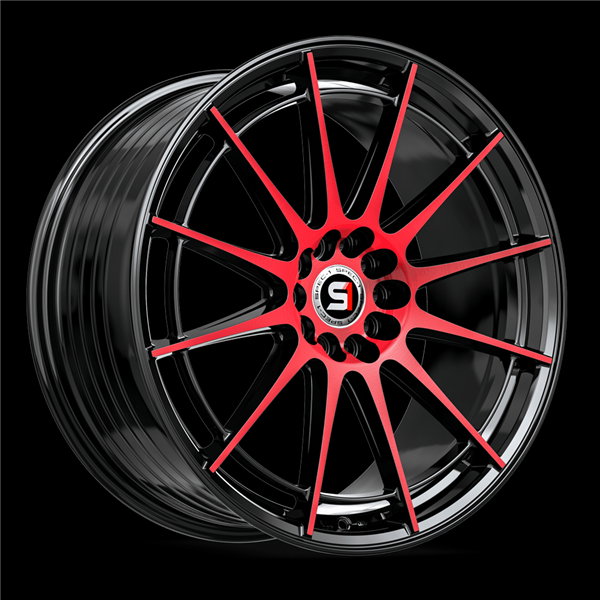 SPEC-1 SP-64 GLOSS BLACK & RED MACHINED 17X8.0 5X110/5X4.5 +42 +73.1 *NC*