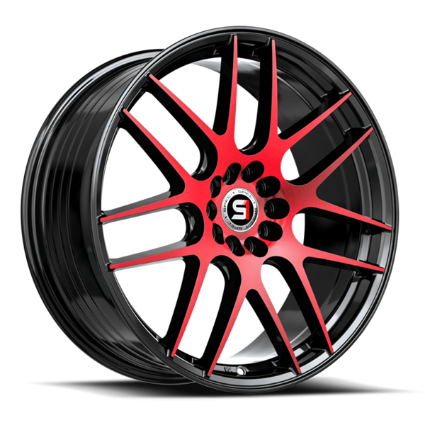 SPEC-1 SP-65 GLOSS BLACK & RED MACHINED 17X8.0 4X100/4X4.5 +42 +73.1 *NC*