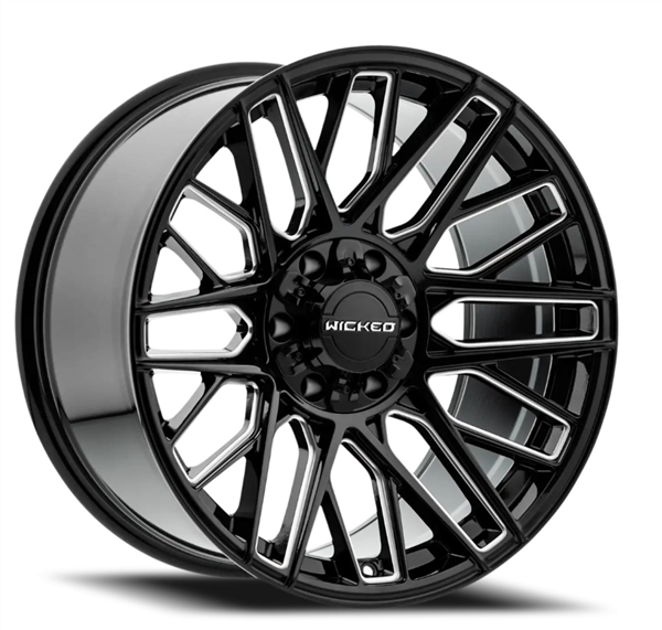 WICKED OFFROAD W945 GLOSS BLACK MILLED 20X10 6X135/6X139.7 -18MM 106.1