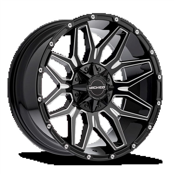 WICKED-OFFROAD W825 GLOSS BLACK MILLED 20X10 5X5/5X5.5 -18 +87.1