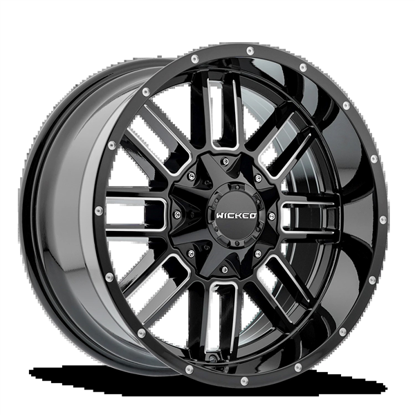 WICKED-OFFROAD W826 GLOSS BLACK MILLED 20X10 6X135/6X139.7 -18 +106.1