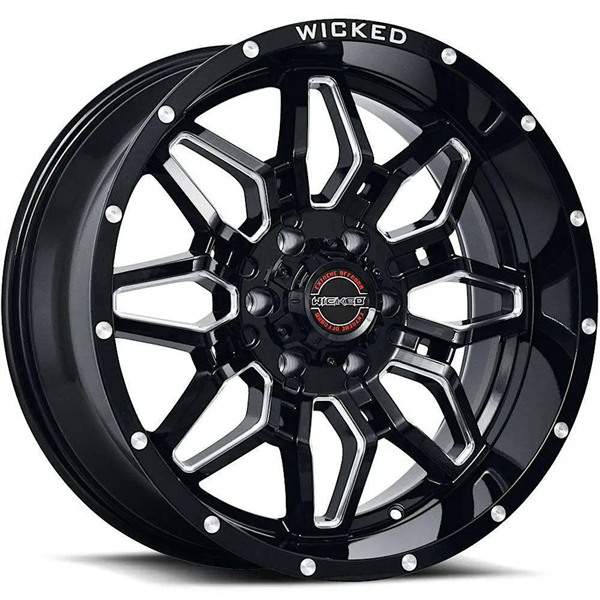 WICKED-OFFROAD W909 GLOSS BLACK MILLED 20X10 8X170 -24 +125.2