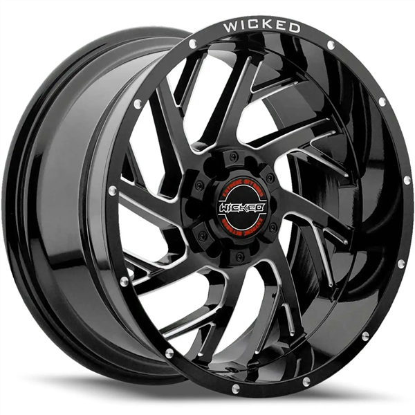 WICKED-OFFROAD W909 GLOSS BLACK MILLED 20X9.0 6X5.5 +00 +106.1
