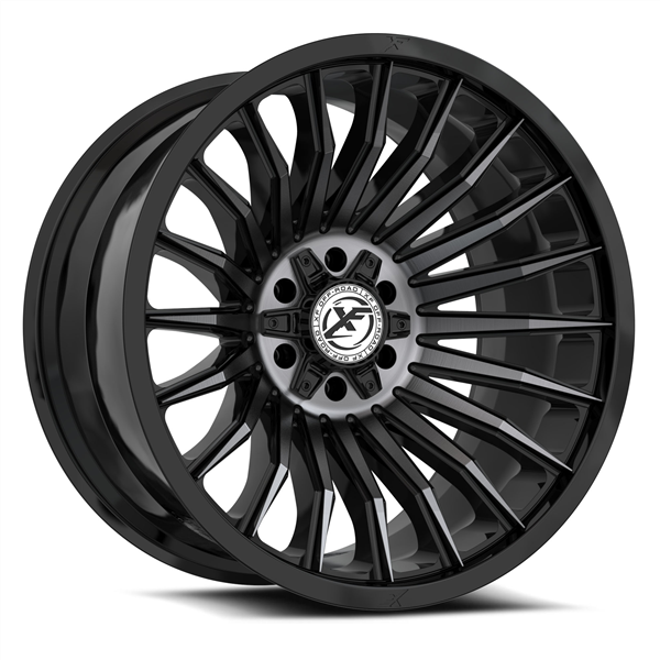 XF OFF-ROAD XF-231 GLOSS BLACK & MACHINED TITANIUM DARK TINT 22X12 8X165.1/8X180 -44 +125.2 *NC*