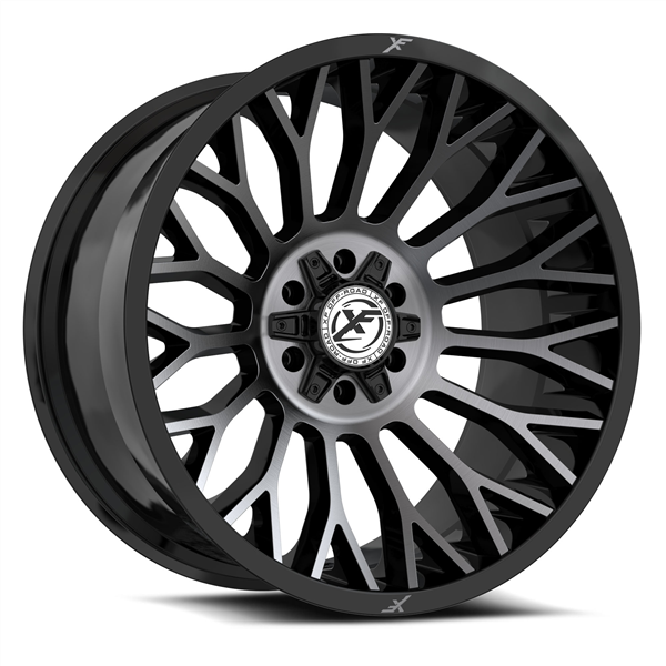 XF OFF-ROAD XF-237 GLOSS BLACK & MACHINED TITANIUM DDT 24X12 5X127/5X139.7 -44 +78.1 *NC*