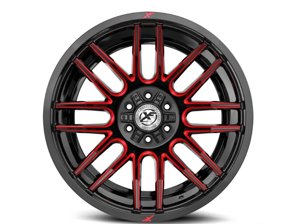 XF OFFROAD XF-232 GLOSS BLACK & RED MILLED 17X9 6X135/6X139.7 +12 106.4 *NC*