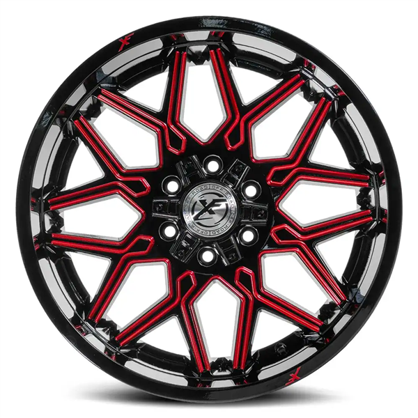 XF OFFROAD XF-238 GLOSS BLACK & RED MILLED 17X9 6X135/6X139.7 +0 106.4 *NC*