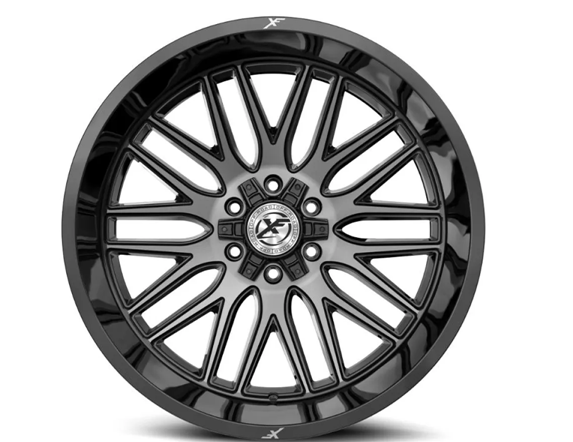 XF OFFROAD XF-240 GLOSS BLACK & BRUSHED DOUBLE DARK TINT 17X9 6X135/6X139.7 +0 106.4 *NC*