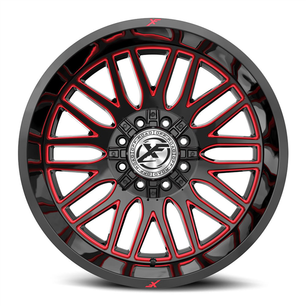 XF OFFROAD XF-240 GLOSS BLACK & RED MILLED 20X9 8X165.1/8X170 +12 125.2 *NC*