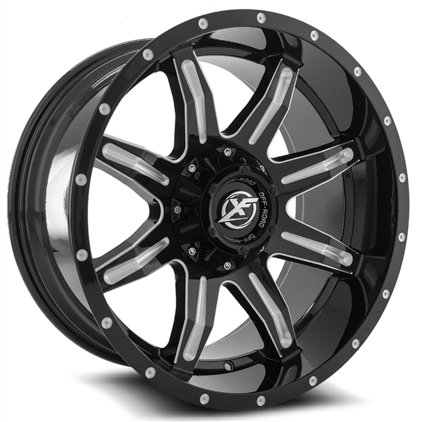 XF OFFROAD-XF215 GLOSS BLACK/MILLED 20X10 6X135/6X5.5 -12 +108 *NC*