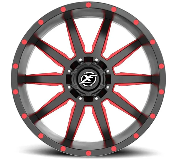 XF OFFROAD-XF220 GLOSS BLACK/RED MILLED 20X10 BLANK -12 +108 *5X135/5X135/5X5.5/6X135/6X5.5*