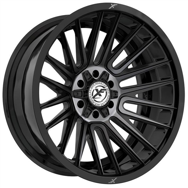 XF OFFROAD-XF234 GLOSS BLACK BRUSHED+DARK TINT 24X12 5X127/5X139.7 -44 +78.1 *NC*