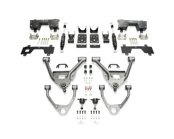 2014-2018 GM1500 (ALUMINUM/STAMPED) 5/7 LOWERING KIT SINGLE CAB W/ BOLT ON C-NOTCH