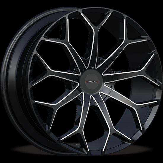 CAVALLO CLV-22 GLOSS BLACK & MILLED 22X8.5 5X110/5X4.5 +38 +74.1 *NC*