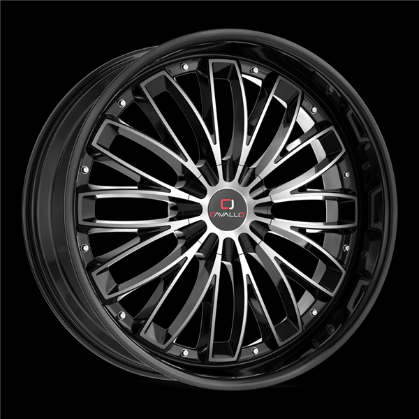 CAVALLO CLV-42 GLOSS BLACK & MACHINED 22X9.5 6X135/6X5.5 +25 +108 *NC*
