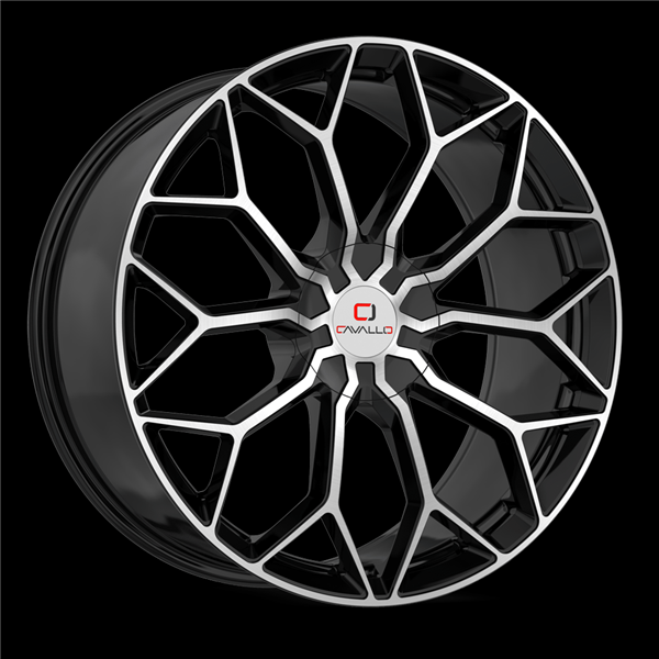 CAVALLO CLV-44 GLOSS BLACK & MACHINED 22X9.5 BLANK 5X/6X +18 +78.1 *NC*