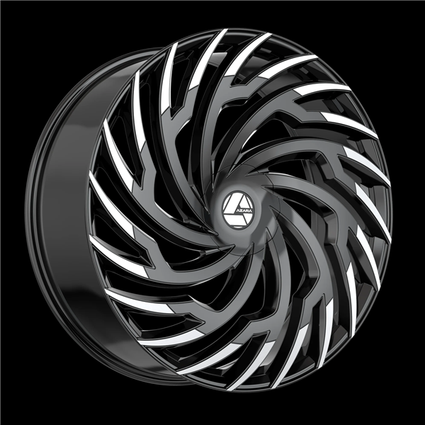 AZARA AZA-536 GLOSS BLACK & MACHINED 26X9.5 BLANK 5X/6X +15 +78.1 *NC*