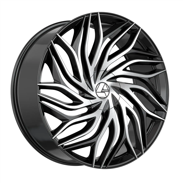 AZARA AZA-537 22X9.5 GLOSS BLACK & MACHINED BLANK 5X/6X +15 +78.1 *NC*