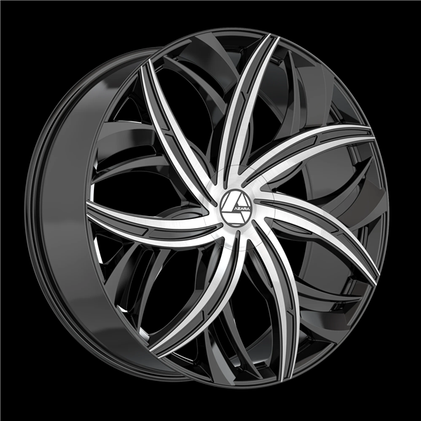 AZARA AZA-541 GLOSS BLACK & MACHINED 20X8.5 5X112/5X4.5 +35 +74.1 *NC*