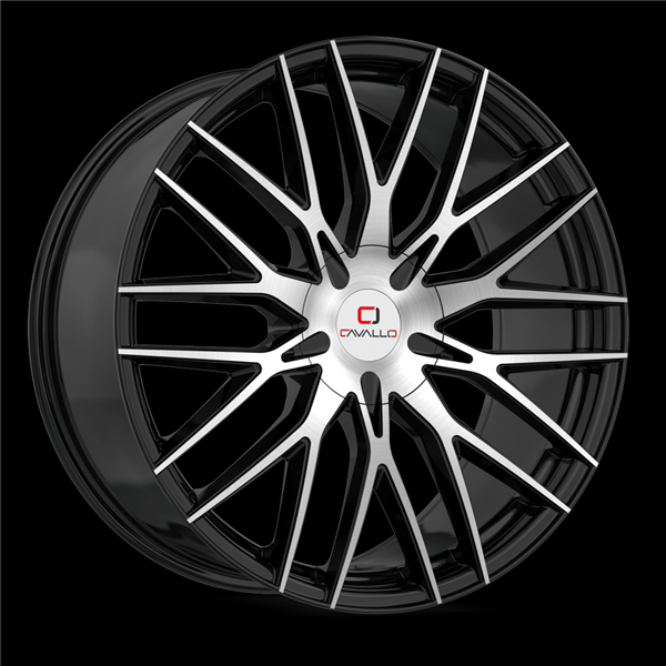 CAVALLO CLV-45 GLOSS BLACK & MACHINED 22X9.5 5X115/5X120 +15 +74.1 *NC*