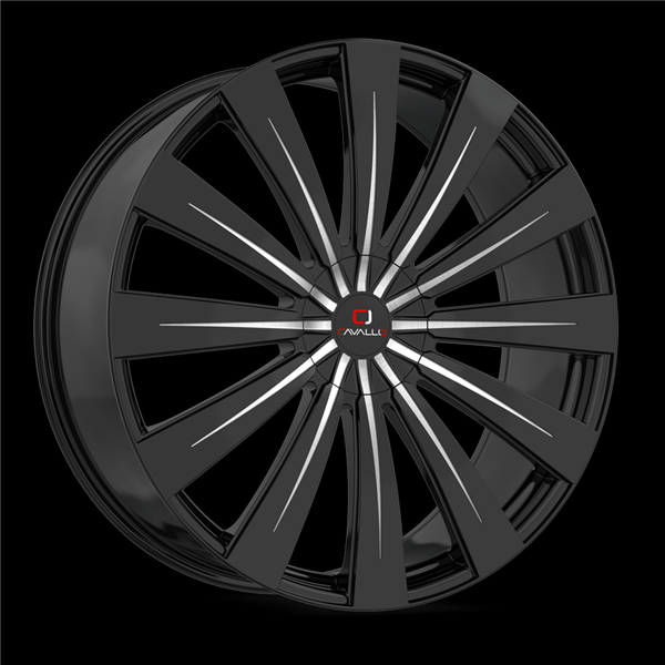 CAVALLO CLV-49 GLOSS BLACK & MACHINED 22X9.5 5X115/5X4.75 +15 +74.1 *NC*