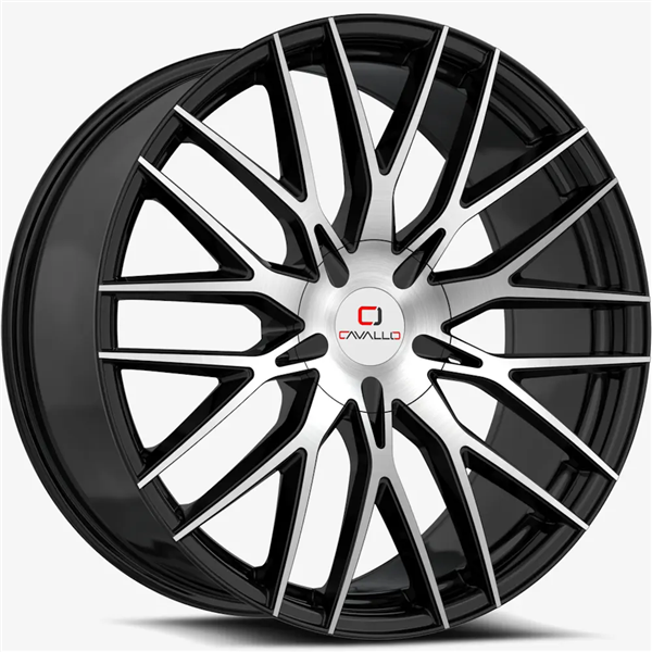 CAVALLO-CLV45 GLOSS BLACK MACHINE 22X8.5 5X120/5X114.3 +38 +74.1 *NC*