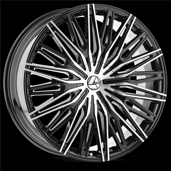 AZARA AZA-522 GLOSS BLACK & MACHINED 22X8.5 5X4.5/5X4.75 +38 +74.1 *NC*
