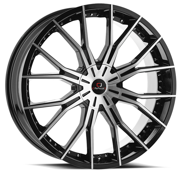 CAVALLO-CLV36 GLOSS BLACK/MACHINE 20X8.5 6X135 6X139.7 +20 +108 *NC*