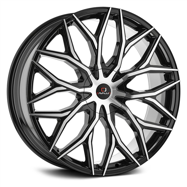 CAVALLO-CLV37 GLOSS BLACK/MACHINE 20X8.5 5X112/5X4.5 +35 +74.1 *NC*