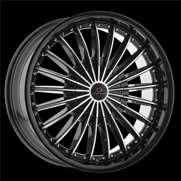 CAVALLO CLV-32 GLOSS BLACK & MACHINED 20X8.5 5X4.5/5X4.75 +35 +74.1 *NC*