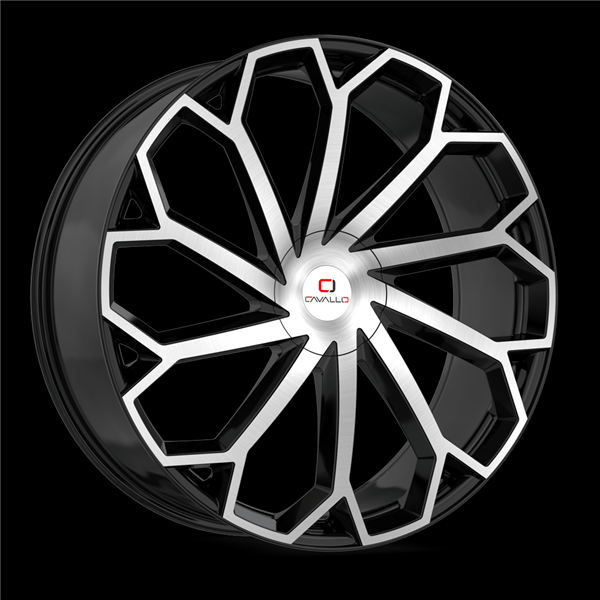 CAVALLO CLV-51 GLOSS BLACK & MACHINED 22X8.5 5X4.5/5X120 +38 +74.1 *NC*