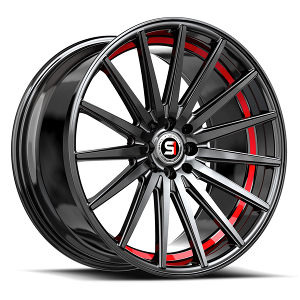 SPEC-1 RACING SP-69 GLOSS BLACK & RED UNDER CUT 17X7.5 5X100/5X4.5 +42 +73.1*NC