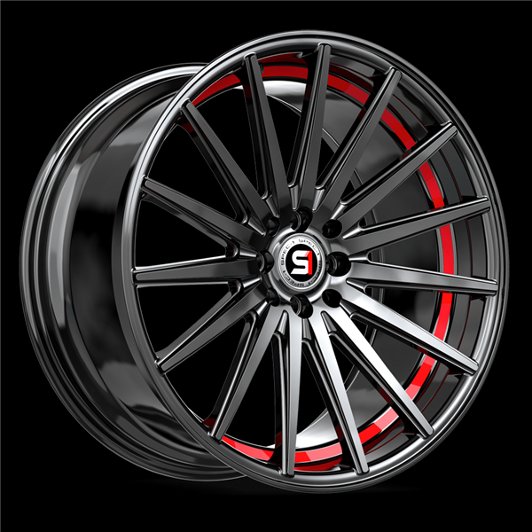 SPEC-1 RACING SP-69 GLOSS BLACK & RED UNDERCUT 17X7.5 5X105/5X4.5 +42 +73.1 *NC*