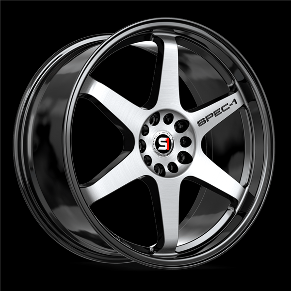 SPEC-1 RACING SPT-33 GLOSS BLACK & MACHINED 18X8.5 5X100/5X4.5 +38 +73.1 *NC*