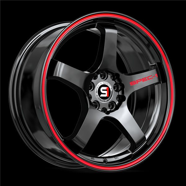 SPEC-1 SPT-31 GLOSS BLACK & RED LINE 18X8.5 5X110/5X4.5 +38 +73.1 *NC*