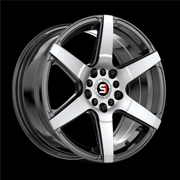 SPEC-1 RACING SPT-34 GLOSS BLACK & MACHINED 16X7.0 5X100/5X4.5 +30 +73.1 *NC*