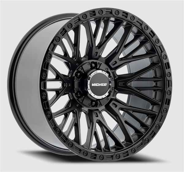 WICKED OFFROAD W827 SATIN BLACK WITH GLOSS BLACK LIP 20X10 6X135/6X139.7 -18MM 106.1