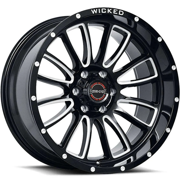 WICKED-OFFROAD W908 GLOSS BLACK MILLED 22X10 6X139.7/6X5.5 -18 +106.2