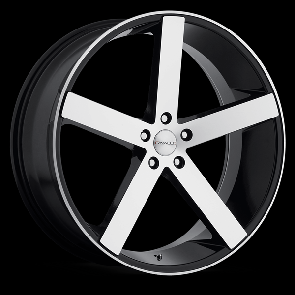 CAVALLO CLV-5 GLOSS BLACK & MACHINED 24X9.0 5X115 +15 +74.1 *NC*