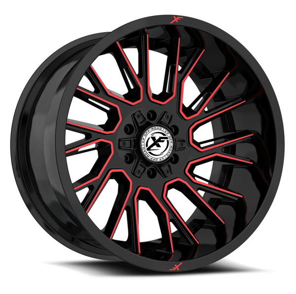 XF OFF-ROAD XF-230 GLOSS BLACK & RED MACHINED 20X10 6X135/6X5.5 -12 +106.4
